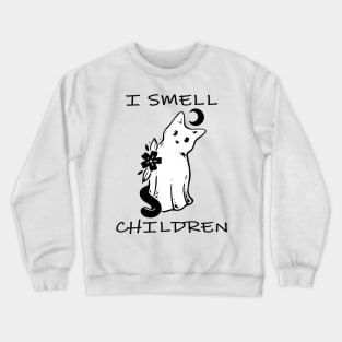 i smell children, funny halloween ghost cat Crewneck Sweatshirt